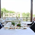 İlham Əliyev və Qurbanqulu Berdiməhəmmədov Şuşada birgə nahar ediblər